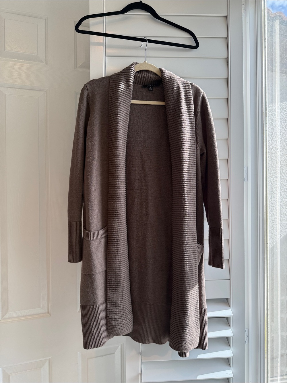 Cyrus Taupe Open-Front Long Cardigan